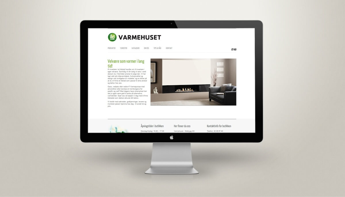 Simple and clean business website for a hearing and fireplace store located in Norway.